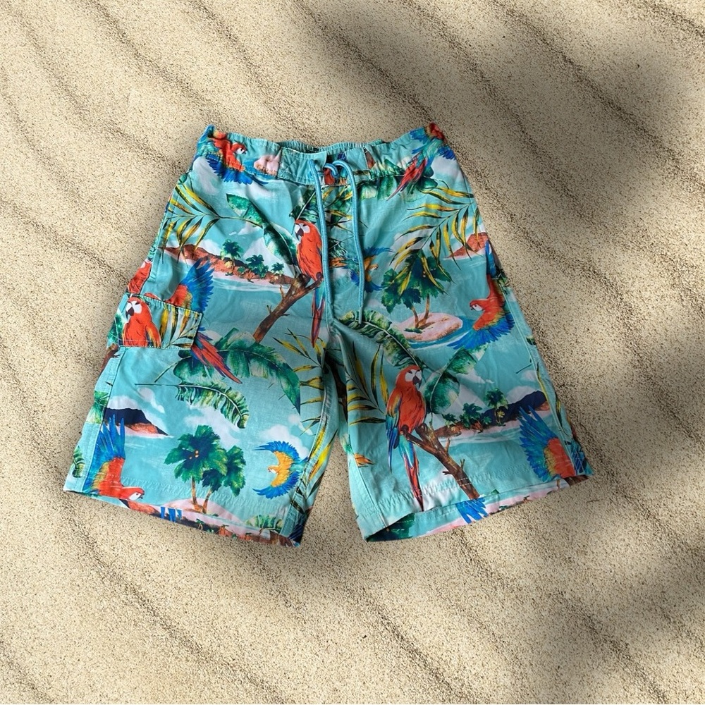 George Men’s Swim Trunks – Size Small (28-30) – Tropical Parrot Print